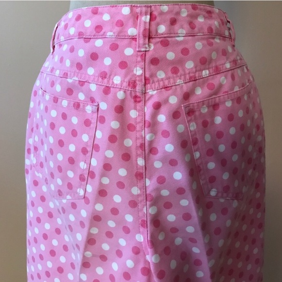 BillBlass Jeanswear Pink and White Polka Dot Twill Capris - Picture 5 of 7
